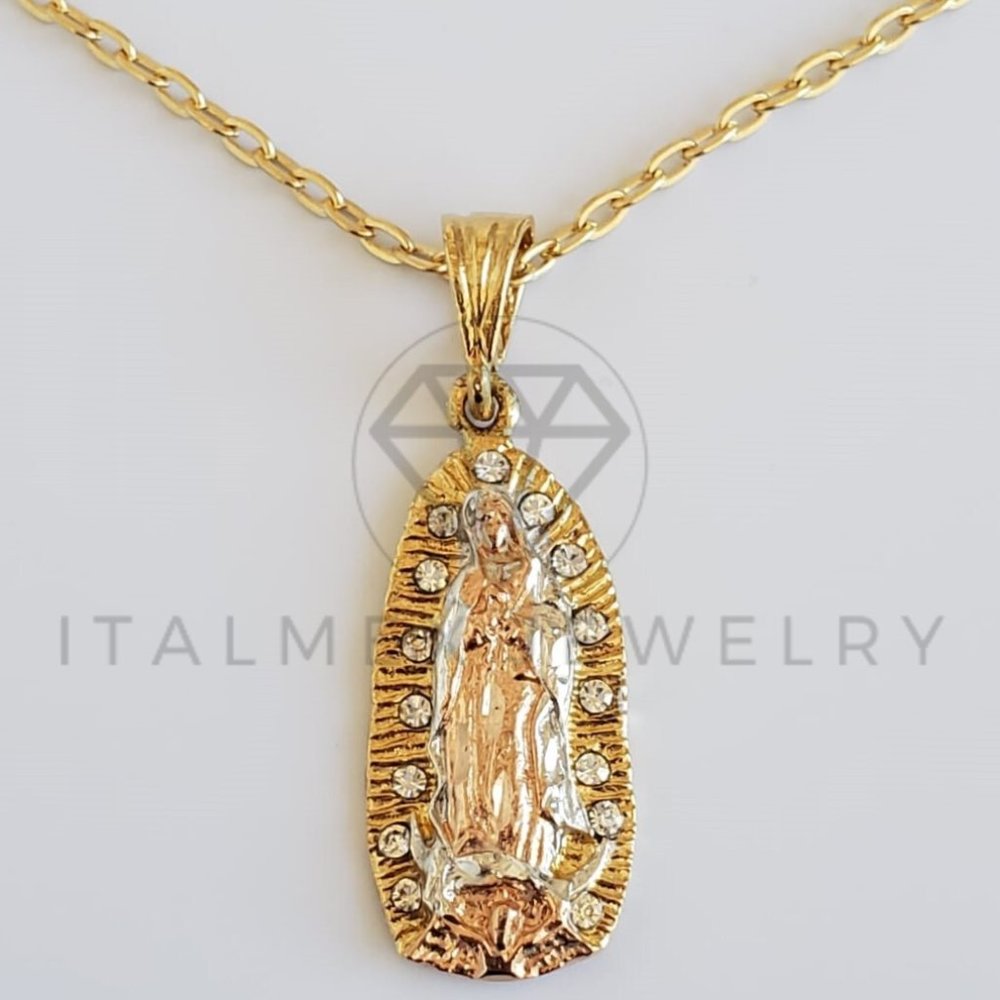 18K Gold Plated Virgin Mary with CZ & 22" Chain